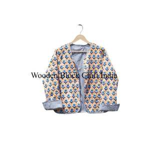 Chaqueta Étnica Estampada Hecha a Mano de Algodón Vintage con Detalle de Botones para Mujer, Elegante y Reversible, Estilo Kantha para Invierno - Product Image 6