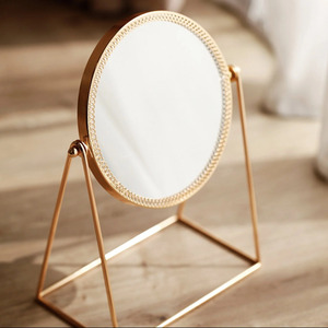 Brass Desktop Makeup Mirror European-style Mirror Double-sided Vanity Mirror Portable Beauty Amazing Design Low Cost - Product Image 2