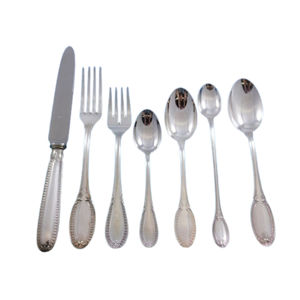 Ensemble de couverts intemporel en argent sterling et acier inoxydable, 7 pièces, design artisanal, style américain, idéal pour les fêtes - Product Image 1