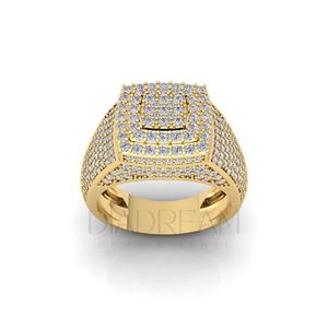 Anillo de Diamantes de Lujo para Hombre en Plata de Ley 925, Diseño Único, Totalmente Cubierto de Diamantes con Claridad VVS, Engaste Pavé Dorado, Estilo Hip-Hop, para Fiestas y Bodas - Product Image 3