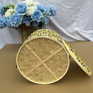 Multi-Function Handle Two-Tier Storage Basket Home Decoration <b>Bamboo</b> Material - Product Image 5