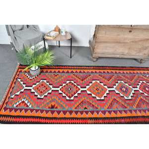Vintage Turkish Classic Style Area Rug <b>Red</b> Orange Bohemian Pattern 33' X 11.9' <b>Wool</b> Latex for Entryway Hallway 9x12 Rectangle - Product Image 2
