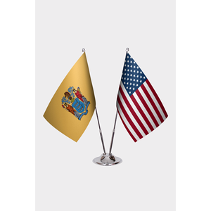 Custom New Jersey and USA Office Flag Ensemble Digital Printing on Cotton Silk Plastic Banners Aluminum Flagpole - Product Image 1