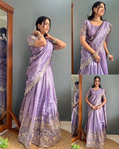 El último traje de diseñador Evergreen High On Demand Tussar Silk Lehenga Choli & Dupatta con Kalamkari y Foil Work Woman Fashion - Product Image 2