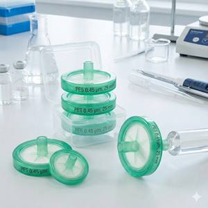 Filtre à seringue de qualité supérieure, 25 mm, 0,45 µm, matériau PES, boîtier PP, non stérile, processus de filtration personnalisé OEM - Product Image 2