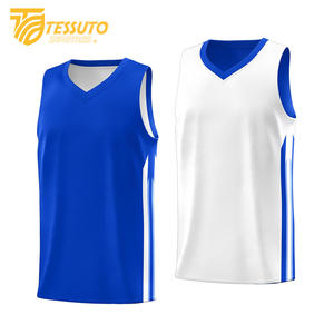 เสื้อบาสเก็ตบอลผ้าโพลีเอสเตอร์เย็บตะเข็บตาข่ายเสื้อกล้ามใส่เล่นบาสเก็ตบอลมีตัวเลขแบบระเหิดออกแบบได้ตามต้องการ - Product Image 1