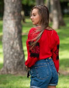 Latest Summer Fashion Women's Simple <b>White</b> Cotton Blouses with Embroidered Puff Sleeve Design for Party <b>Ladies</b> Logo Decoration - Product Image 4