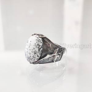 แหวนเงินแท้ 925 ประดับโอปอลธรรมชาติ ดีไซน์พิเศษสำหรับผู้ชาย ของขวัญแต่งงานสไตล์ออตโตมัน ประจำเดือนตุลาคม - Product Image 2