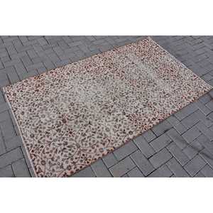 Alfombra Turca Vintage, Alfombra Decorativa de 3.7x6.4 pies (112x194 cm), Alfombra de Lana Beige con Diseño de Camuflaje - Product Image 2