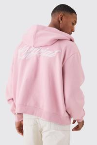 Nueva Sudadera con capucha de Color Rosa Unisex de gran tamaño Heavy Custom Logo Zipper Hoodie 450 GSM Zip up Sudadera personalizable - Product Image 6