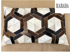 Funda de almohada de cuero de vaca lumbar hecha a mano marrón y blanco patchwork flecha diseño funda de cojín envío gratis - Product Image 5