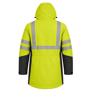 Parka de sécurité haute visibilité réfléchissante, vert citron graphite, résistante à l'eau, à capuche, pour adulte, vêtements de travail industriels, vente en gros personnalisée OEM ODM - Product Image 2