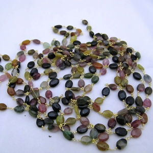 Cadena de Latón Natural de 10 mm, Ovalada, Lisa, con Cuentas, Envuelta en Alambre, para la Fabricación de Joyas - Product Image 1