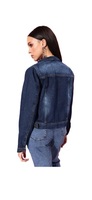 Kadın Premium kalite mavi Denim ceketler iyi Fit uzun kollu düğme Up Jean ceket cepler ile