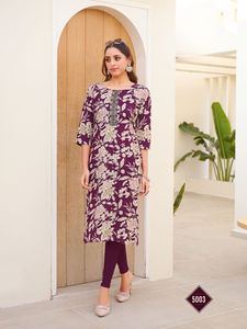 REYON PRINT CHINNON MATERIAL PARTY STYLE ALL SEASONS WORK <b>KURTI</b> - Product Image 6