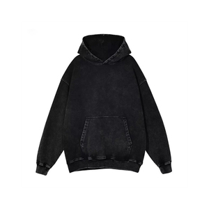 Sweat-shirt à capuche en coton 100% personnalisé OEM, style vintage lavé, lavage à l'acide, surdimensionné, cordon de serrage, hiver, pour homme - Product Image 4