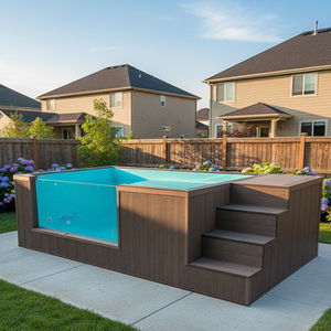 Piscina Fuori Terra <span class=keywords><strong>in</strong></span> Vetro e Legno da 20 Piedi per Giardino, <span class=keywords><strong>in</strong></span> Acrilico e Fibra di Vetro, <span class=keywords><strong>in</strong></span> Offerta - Product Image 2
