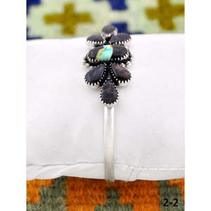 Southwest Handmade Black Jack & Sterling <b>Silver</b> <b>Cuff</b> <b>Bracelet</b> Fashionable Accessory - Product Image 2