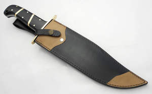 Cuchillos de caza de acero D2 hechos a mano personalizados con mango de cuerno Cuchillo Bowie de alto pulido con Funda de cuero. - Product Image 6