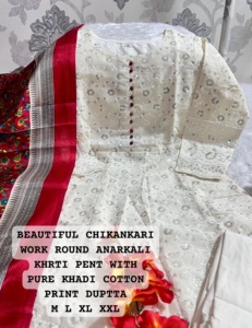 Buena calidad La mejor tela Hermosa seda Chanderi con estampado digital Anarkali Kurti Pant y Dupatta a precio barato - Product Image 4