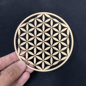 Arte de Geometría Sagrada, colgante de pared de madera, rejilla de madera sin terminar tallada por técnica pulida para decoración del hogar - Product Image 4