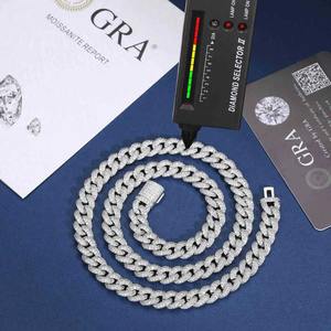 Cadena cubana de eslabones de burbuja de 8 mm y 2 filas en oro blanco de 10 quilates con diamantes redondos brillantes VVS cultivados en laboratorio, joyería hip hop con incrustaciones de diamantes para mí - Product Image 4