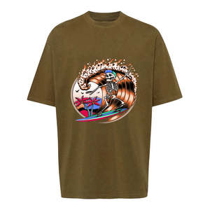 เสื้อยืดคอกลมสำหรับผู้ชายทรงโอเวอร์ไซส์250โพลีเอสเตอร์/ ผ้าฝ้ายสไตล์ฮิปฮอปป้องกันการเกิดขนแบบระบายอากาศแขนสั้น - Product Image 4