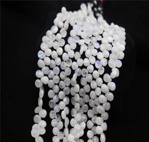 เรนโบว์มูนสโตนพลอยเรียบแพร์ธรรมดาสําหรับเครื่องประดับทําหินแฮนด์เมดลูกปัดสีขาว - Product Image 4