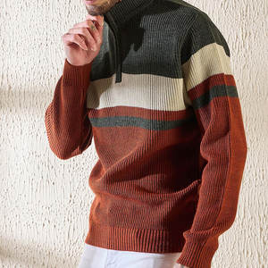 OEM personalizado de invierno de punto suéter de los hombres mejor diseñador de los hombres de encargo de media cremallera suéter para la venta - Product Image 3