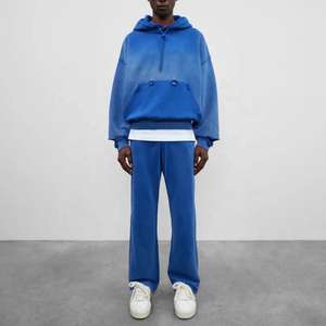 Alta calidad personalizado Unisex 100% algodón rasgado piedra ácido lavado desgastado gota hombro recortado sudaderas con capucha sudadera hombres - Product Image 2