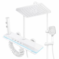 Ensemble de douche mural gris blanc avec affichage LED et robinetterie pour salle de bain domestique et hôtels