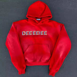 Vente de gros Pull à capuche oversize avec strass, poids lourd, délavé à l'acide, épaules tombantes, haute qualité, pour la mode streetwear - Product Image 2