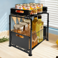 Meuble de rangement vertical pliable en métal à double niveau, organisateur d'évier avec tiroir coulissant, gain de place, type autoportant, moderne