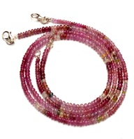 Vintage Natürliche Rosa Saphir Rondell-Perlen Edelstein-Strang-Halskette 3,5mm Größe Vergoldet Unisex für Partys Christlich