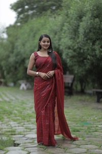 La plus belle et la plus attrayante georgette, lourde séquence, saree de travail avec blouse pièce indienne, vêtements pour femmes, pas cher, prix bas, vente en gros - Product Image 5