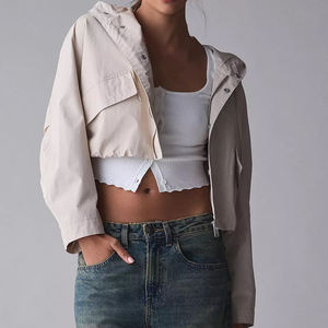 Nylon femmes col montant tricoté respirant imperméable léger couleur bloc coupe-vent veste 100% Polyester automne extérieur - Product Image 4