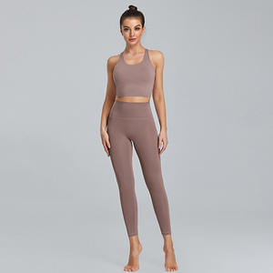 Ensemble de vêtements actifs 2 pièces pour femmes taille haute Legging soutien-gorge de sport survêtements d'entraînement vêtements de sport lavés pour les sports de yoga - Product Image 4