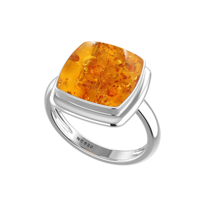 Bague en argent sterling 925, finition haut de gamme, sertie de pierres précieuses ambrées, formes variées, classique, tendance, pour mariage, fête, unisexe - Product Image 1