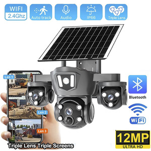 Caméra de sécurité solaire à triple objectif, sans fil, WiFi, IP66, PTZ, pour extérieur, avec panneau solaire - Product Image 3