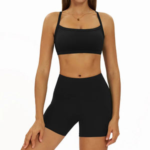 Conjunto de Dos Piezas para Yoga y Fitness para Mujer, Color Sólido, Traje de Verano para Gimnasio y Running, Transpirable, de Secado Rápido, Ropa Deportiva Corta para Entrenamiento - Product Image 6