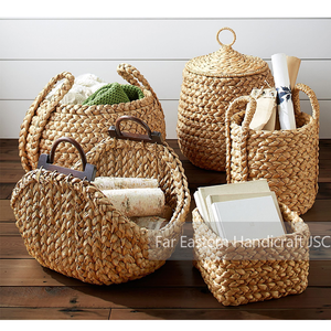 Proveedor indio, venta al por mayor, cestas de almacenamiento de paja de jacinto de agua hechas a mano, productos para el hogar hechos a mano de mimbre - Product Image 6