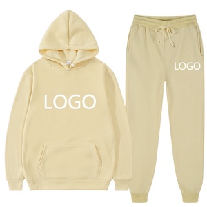 Custom Logo Mens Factory Heavy Fleece Cropped No <b>Strings</b> Hoodies Work Casual Sport Wear Sweatpants Set Tracksuits with Hoodies - Product Image 6