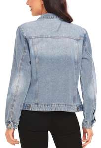 Veste en jean pour femmes grande taille, vente en promotion, automne, tricotée, respirante, col montant, poche, coupe ample - Product Image 3