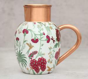 Peacock Design Copper Jug Set With Natural Antibacterial Properties Keep the Peacock Copper Jug Set Handy on Your <b>Desk</b> - Product Image 6