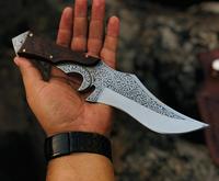 Couteau de chasse Damas fait main sur mesure, lame fixe, couteau de chasse d'extérieur avec étui en cuir, manche en bois avec étui
