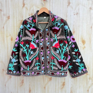 Indian Handmade Unisex Premium Cotton <b>Velvet</b> <b>Quilted</b> Jacket Stand Collar Button New Collection Winter Coat Great Gift for Her - Product Image 1