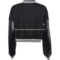 Veste matelassée en cuir de vachette grande taille pour femme, design personnalisé de style universitaire, manches uni, vente en gros, coton teint