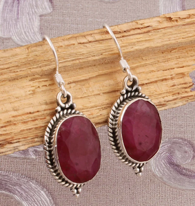 Boucles d'oreilles en argent Sterling 925 avec pierres précieuses rubis de qualité supérieure, pour mariage, en argent Antique, cadeau d'anniversaire - Product Image 6