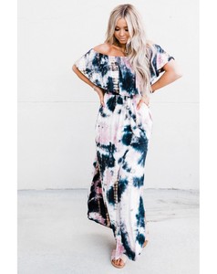 เดรสยาวเปิดไหล่สไตล์โบฮีเมียนสำหรับผู้หญิงเดรสยาวทรงหลวมแขนกุดเซ็กซี่สำหรับผู้หญิงฟรีไซส์ฤดูร้อน - Product Image 5