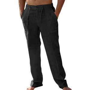 กางเกงสเวตเตอร์สำหรับผู้ชายกางเกงเอวยางยืดเนื้อผ้าคอตตอนแบบแบนขอบโค้งแบบเย็บตามสั่ง - Product Image 1